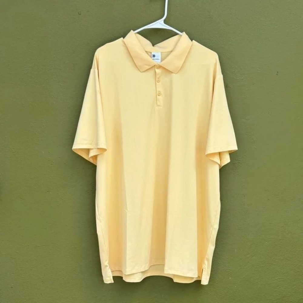 Textured Yellow Polo Shirt Men's XXL Golf Active Quick Dry